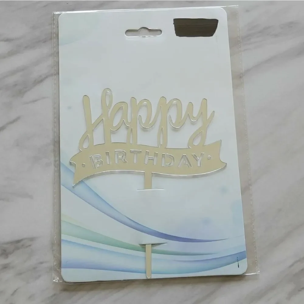 HAPPY Birthday Mirror Chic Cake Topper NWT